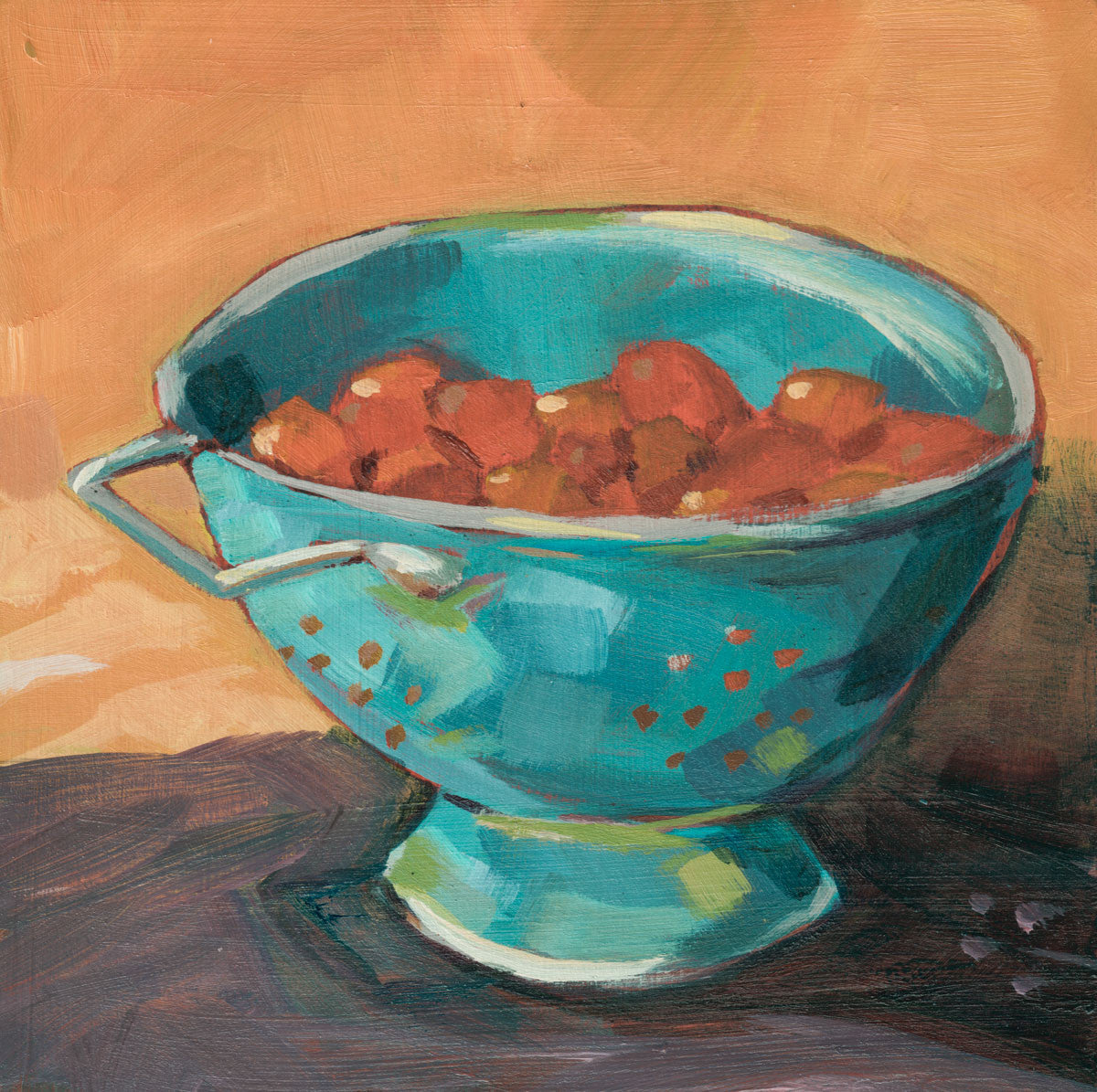 0434: Cherry Tomatoes in a Blue Colander