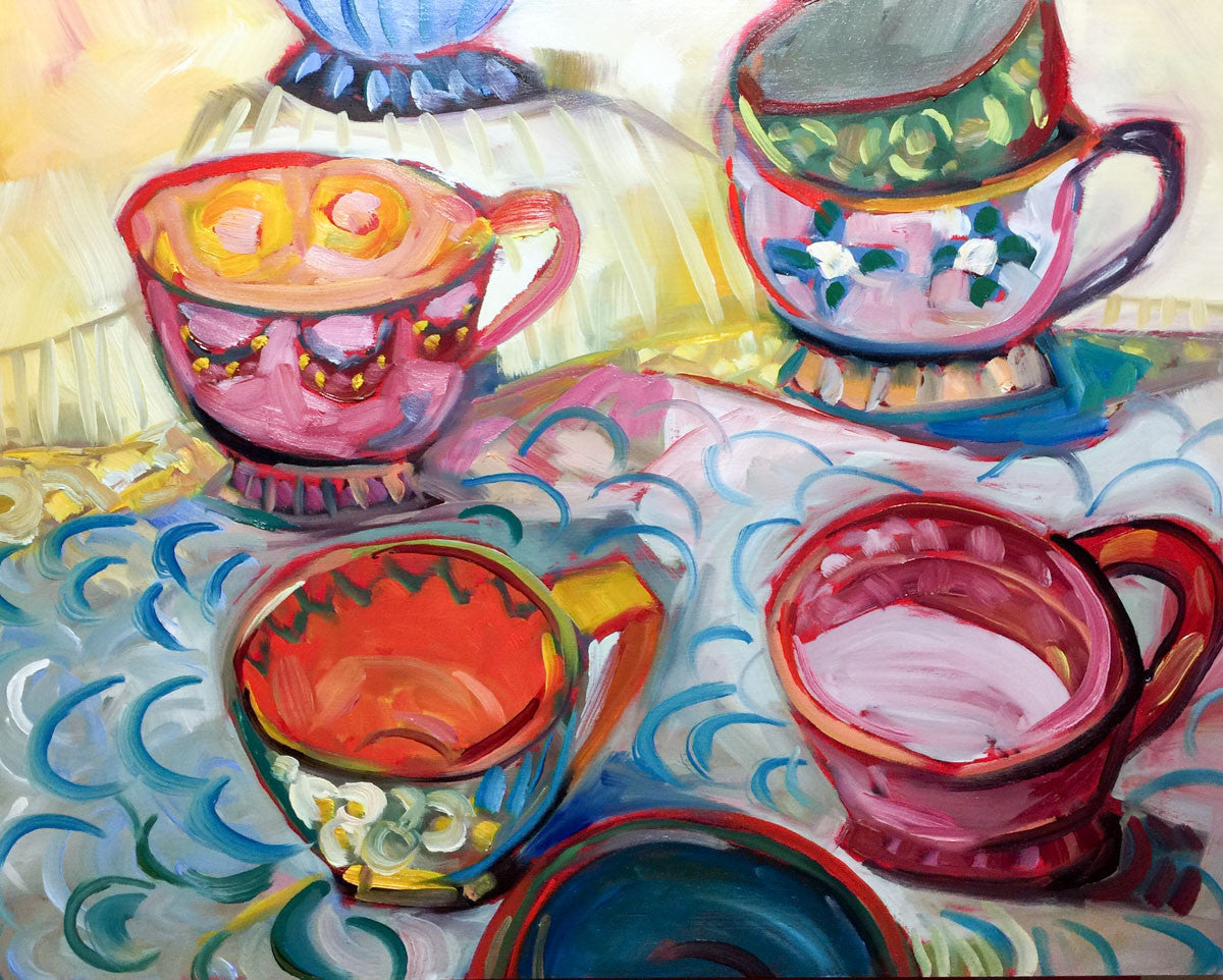 0437: Teacups Study in Oils