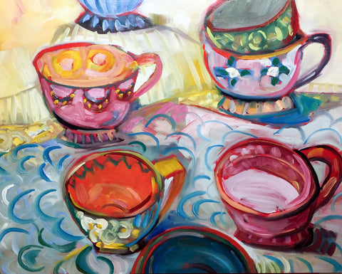 0437: Teacups Study in Oils