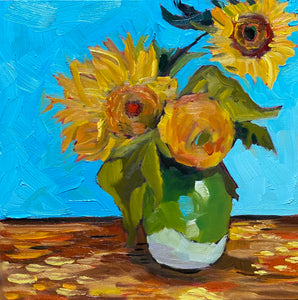 1688: Study of Three Sunflowers in a Vase by Vincent Van Gogh
